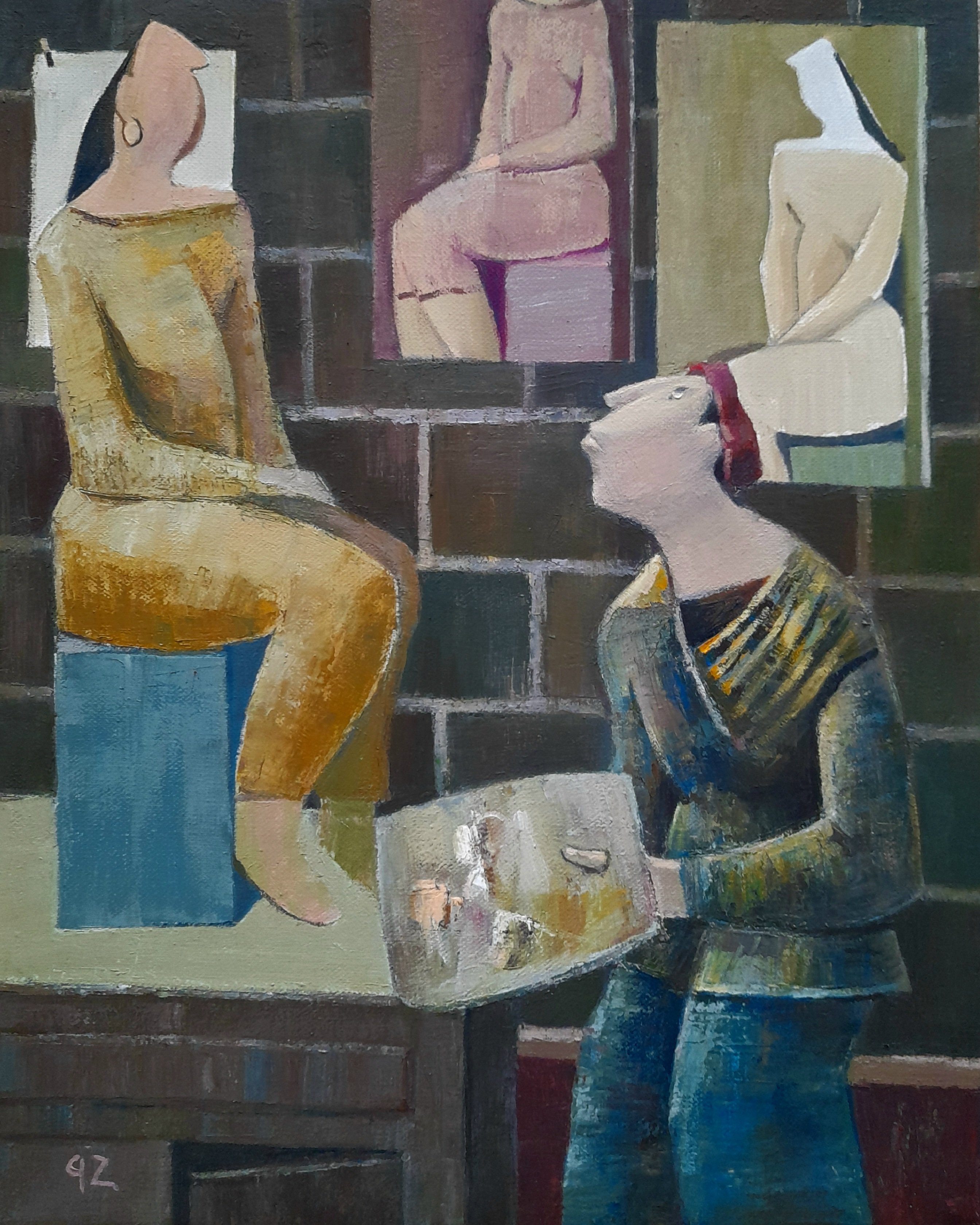 Expressive Portrait Oil Painting By Gegham Hunanyan, 16 X 20, The Artist, Original Artwork