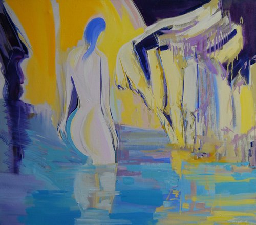 Nude Oil Painting - Night Bathing by Yuri Pysar
