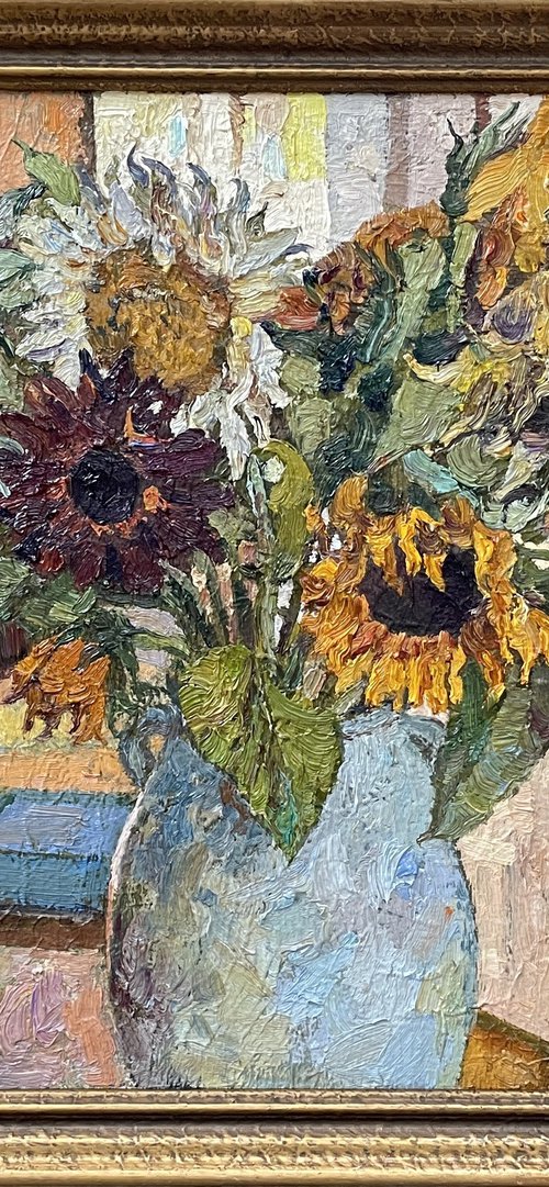 Sunflowers in the studio by Nadezda Stupina