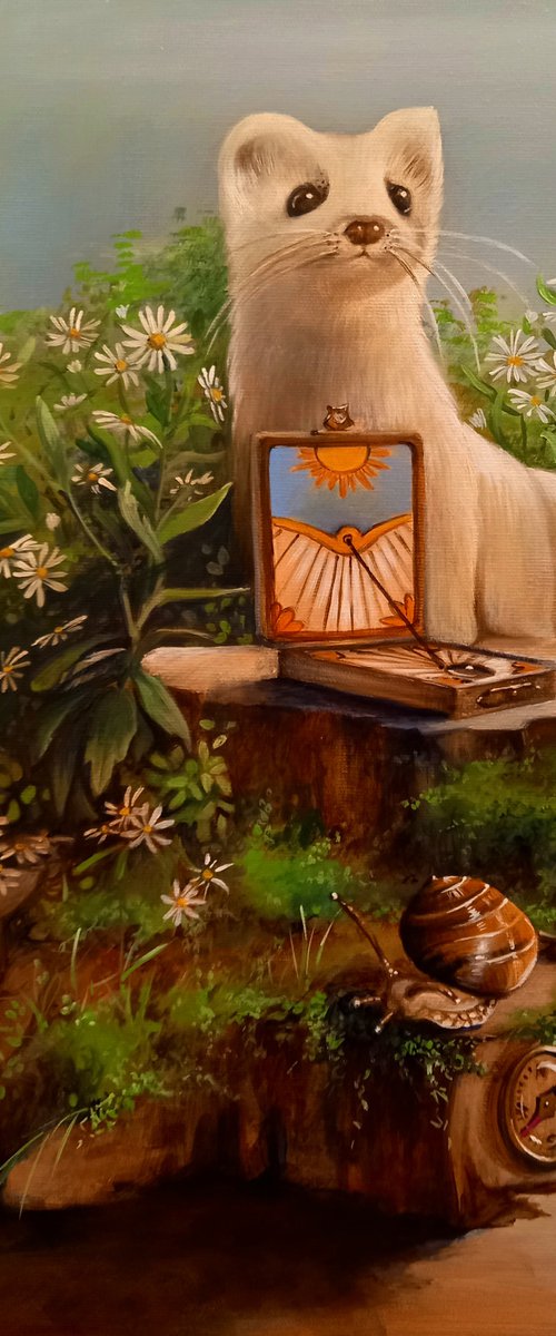 "The sundial " - original acrylic on canvas 50 x 40 cm / 20 x 16 inches by Valentina Toma' aka Zoe Chigi