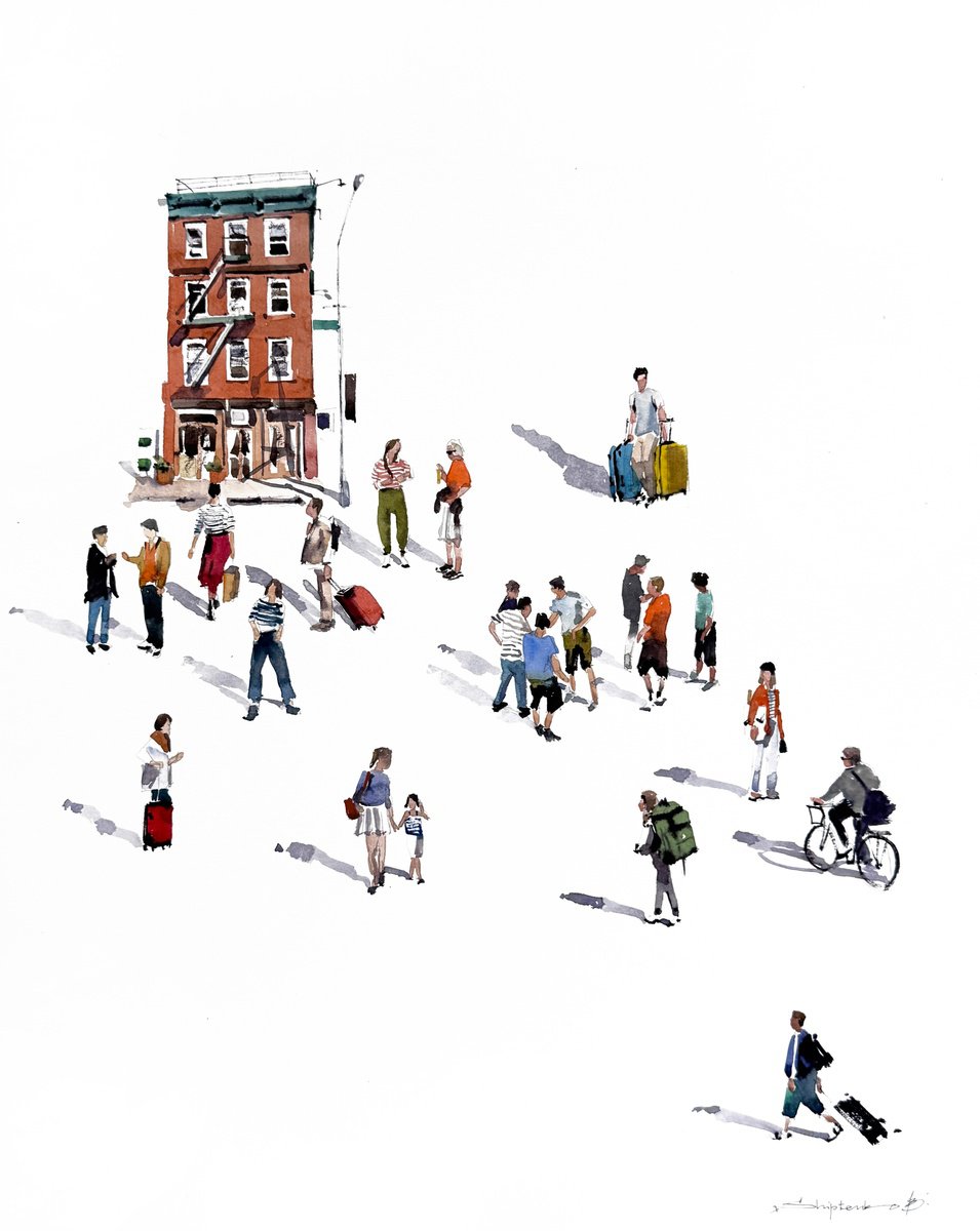 Photorealistic Portrait Watercolour By Bogdan Shiptenko, 16 X 20, Met In Brooklyn, Original Artwork