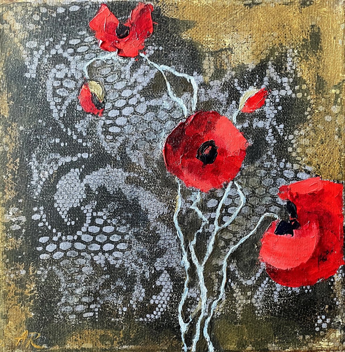Poppies On Lace by Lena Ru