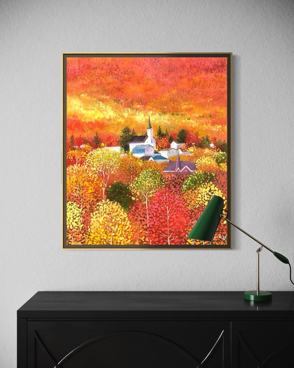 Impressionistic Landscape Oil Painting By Volodymyr Smoliak, 24 X 28", Autumn Forest, Original Artwork