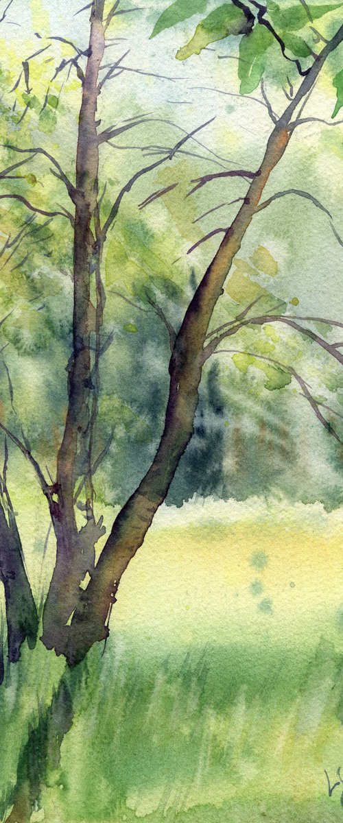 Trees in the garden, watercolor sketch by SVITLANA LAGUTINA