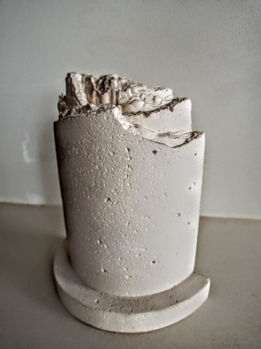 Abstract Clay Sculpture By Rossitza Trendafilova, 5 X 6", "Urban White", Original Artwork