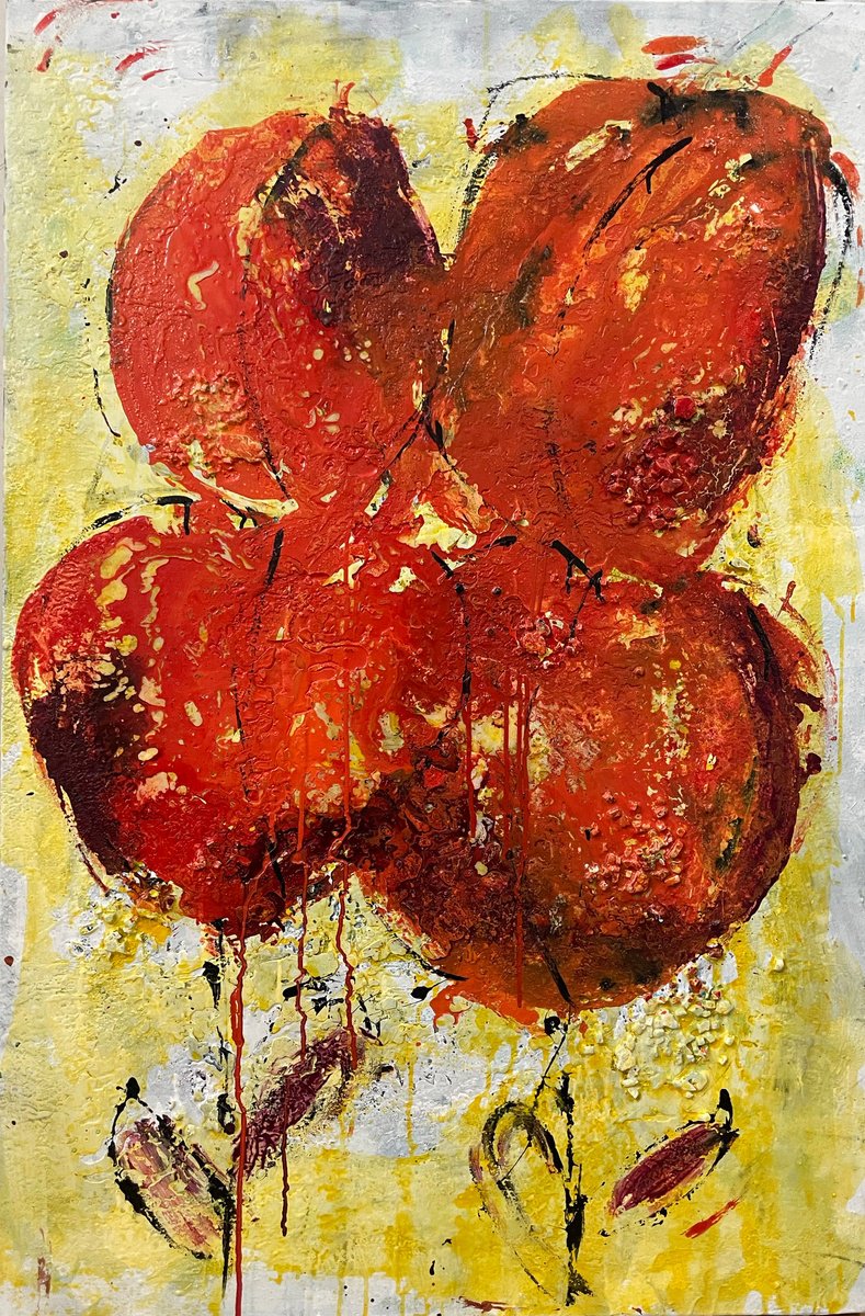 Abstract Botanical Acrylic Painting By Giusy Lauriola, 31 X 47, Svanire N8, Original Artwork