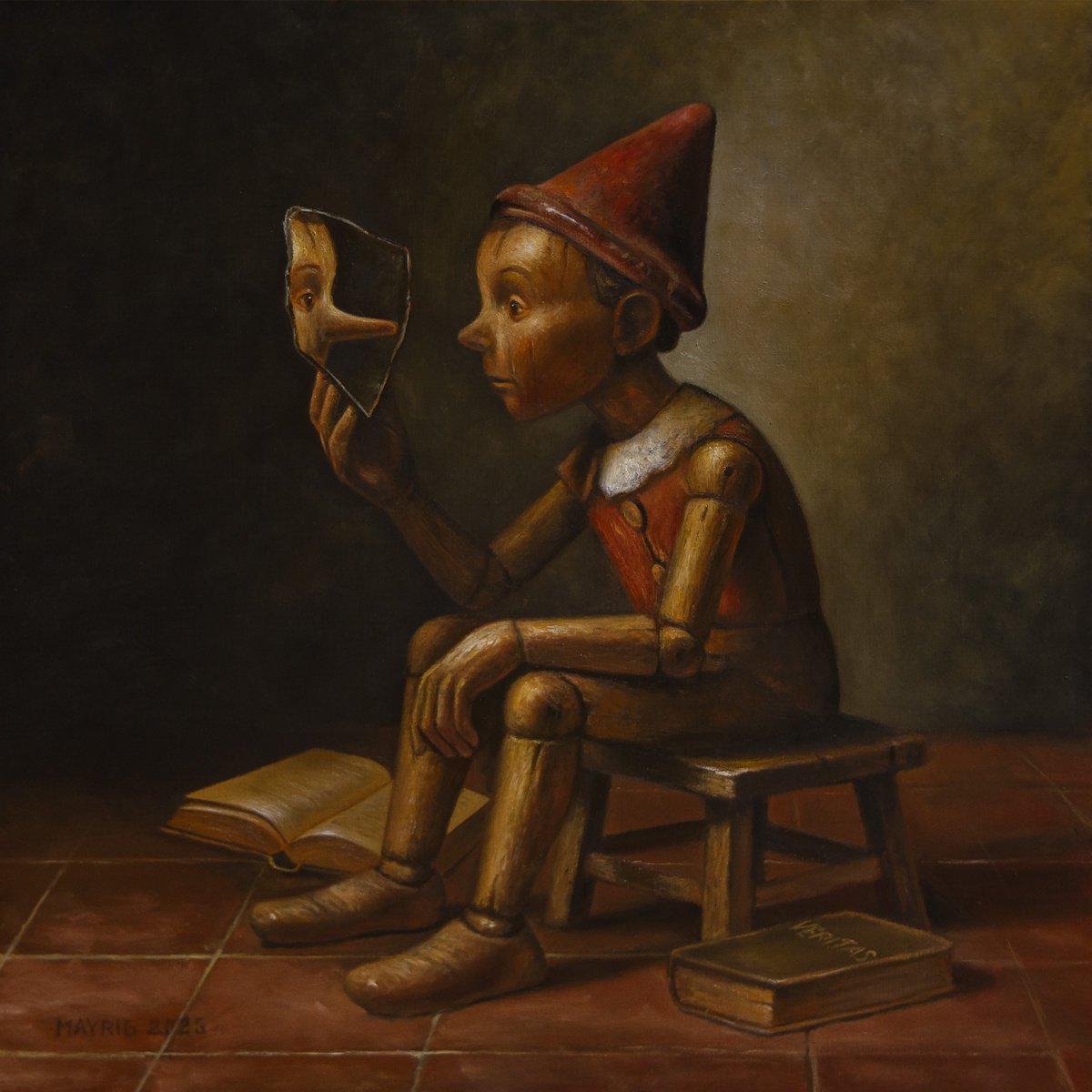 Photorealistic Portrait Oil Painting By Mayrig Simonjan, 16 X 16", Veritas, Original Artwork