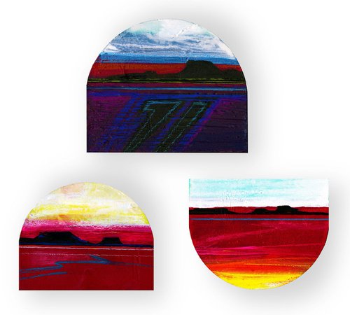 Landscape Abstract Collection - 3 Southwest Paintings by Kathy Morton Stanion by Kathy Morton Stanion