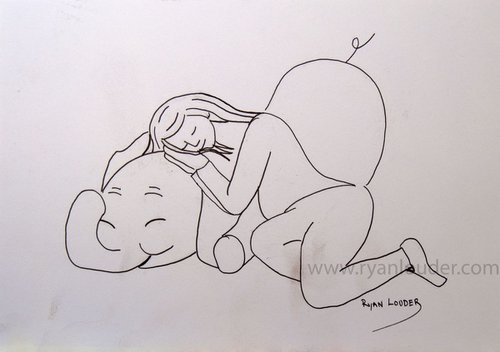 Sleeping On A Baby Elephant by Ryan  Louder