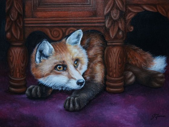 Wild @ Home - Hiding Fox 16x12 inch SOLD