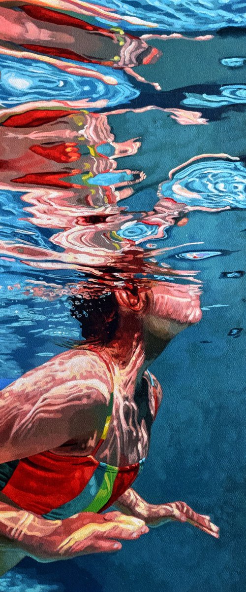 Solstice II - Swimming Painting by Abi Whitlock