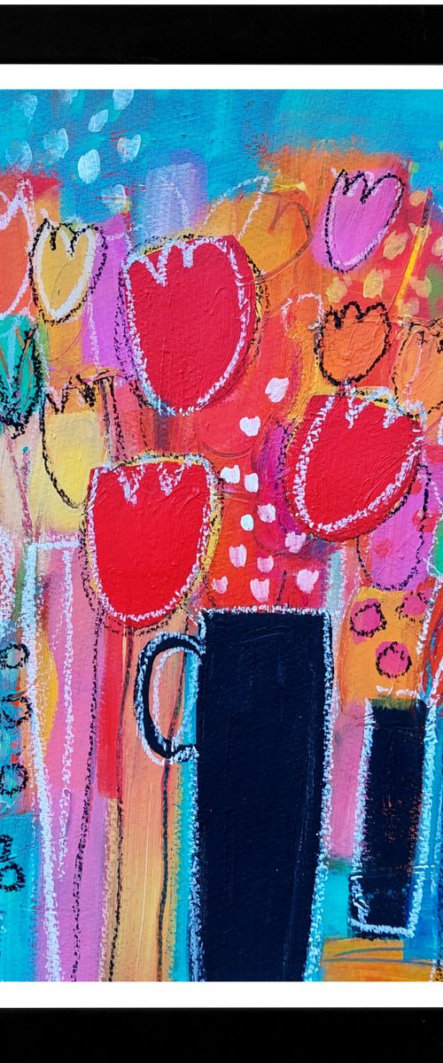 Three Red Tulips by Jan Rippingham