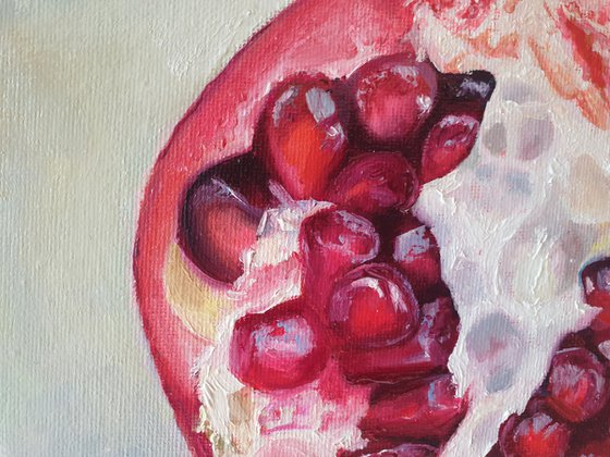 "Ripe pomegranate."  pomegranate still life  liGHt original painting  GIFT (2021)