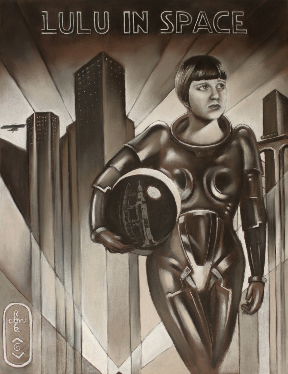 Surrealistic Portrait Pencil Drawing By Corne Akkers, 20 X 26, Lulu In Space - 11-07-24, Original Artwork