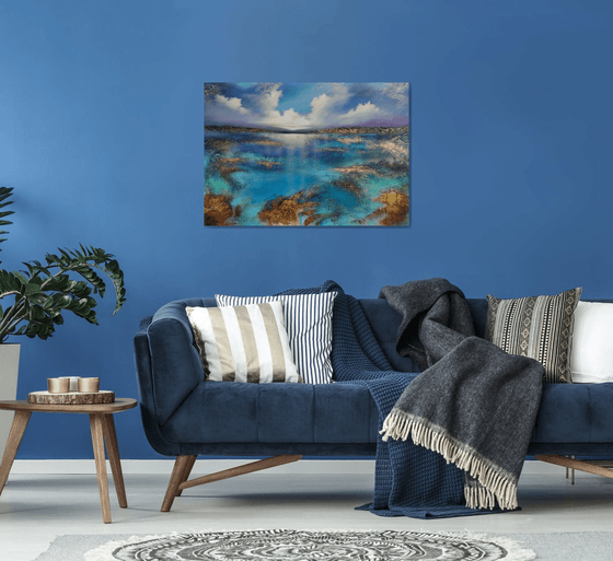 A beautiful large modern abstract figurative seascape painting "Wonderland"