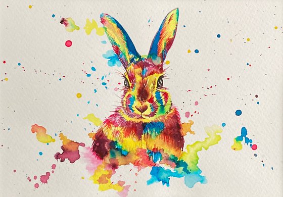 Framed Watercolour Rabbit