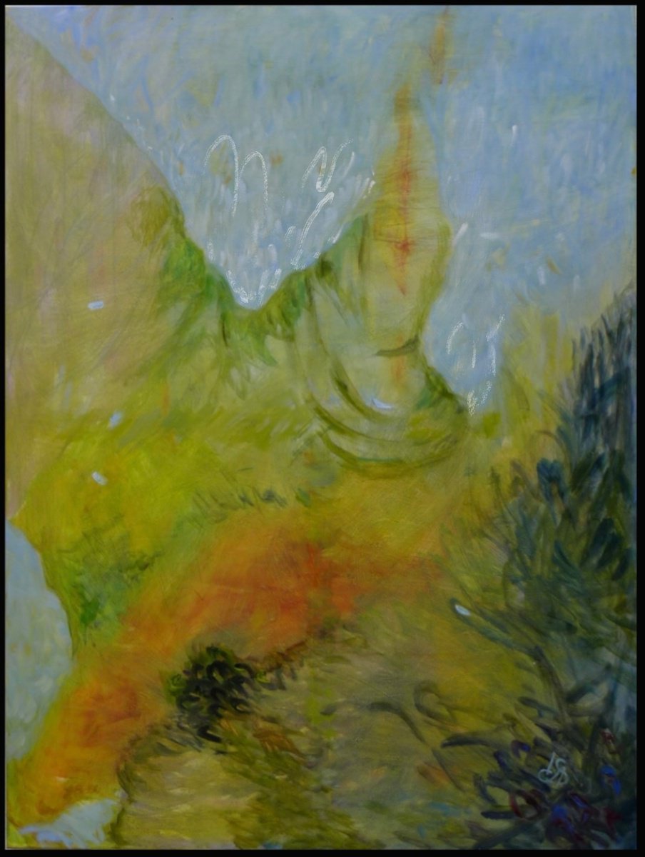 Impressionistic Landscape Oil Painting By Irina Smirnova-Seymour, 35 X 47, Green Tree, Original Artwork