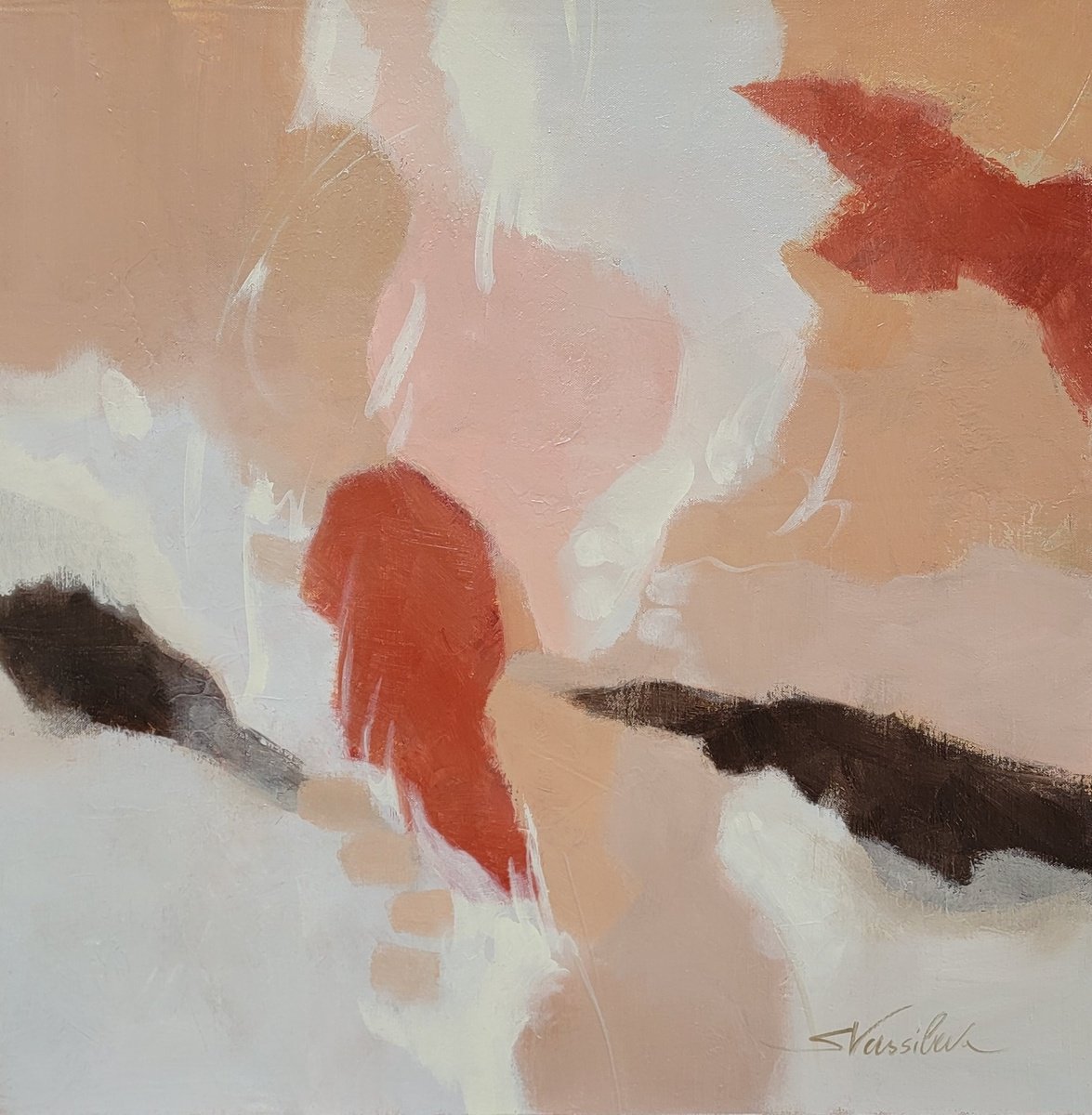 Abstract Acrylic Painting By Silvia Vassileva, 24 X 24", African Steps, Original Artwork