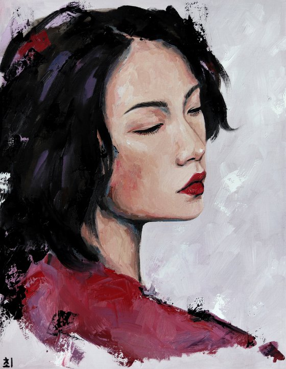 Asian girl in red
