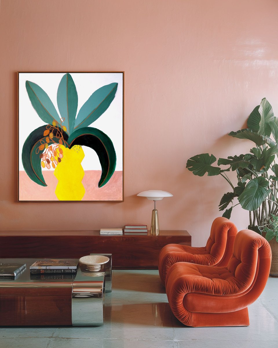 Impressionistic Landscape Painting By Marisa Anon, 32 X 39", Mediterranean Summer Iv, Original Artwork