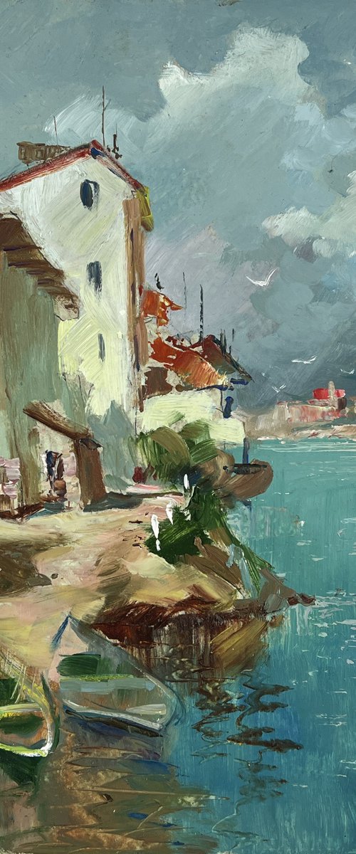Two Boats at a Coastal House by Yuriy Suprunchuk
