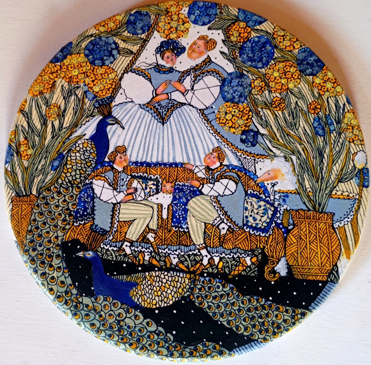 Naive Acrylic Painting , A Wonderful Family By Tetiana Osadchuk, 12 X 12, Artwork For Sale On Artfinder