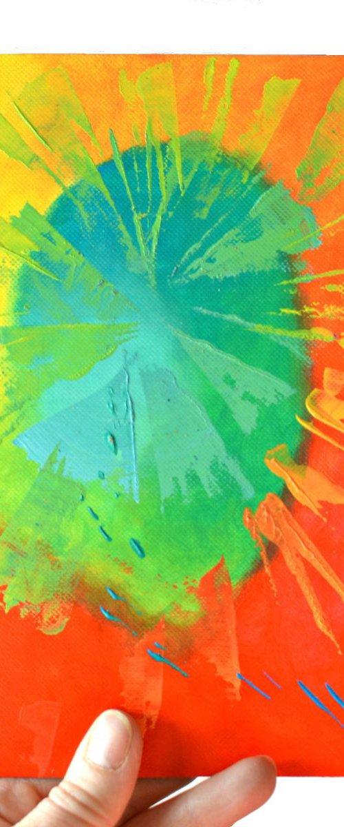 Eyecatcher 16 - small abstract with orange and lime by Lisa Mann