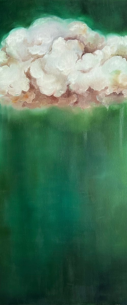 Abstract Green Cloud Modern Minimalist Nature by Julia Shilo