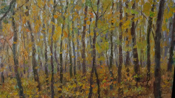 In The Golden Autumn Forest - autumn landscape painting