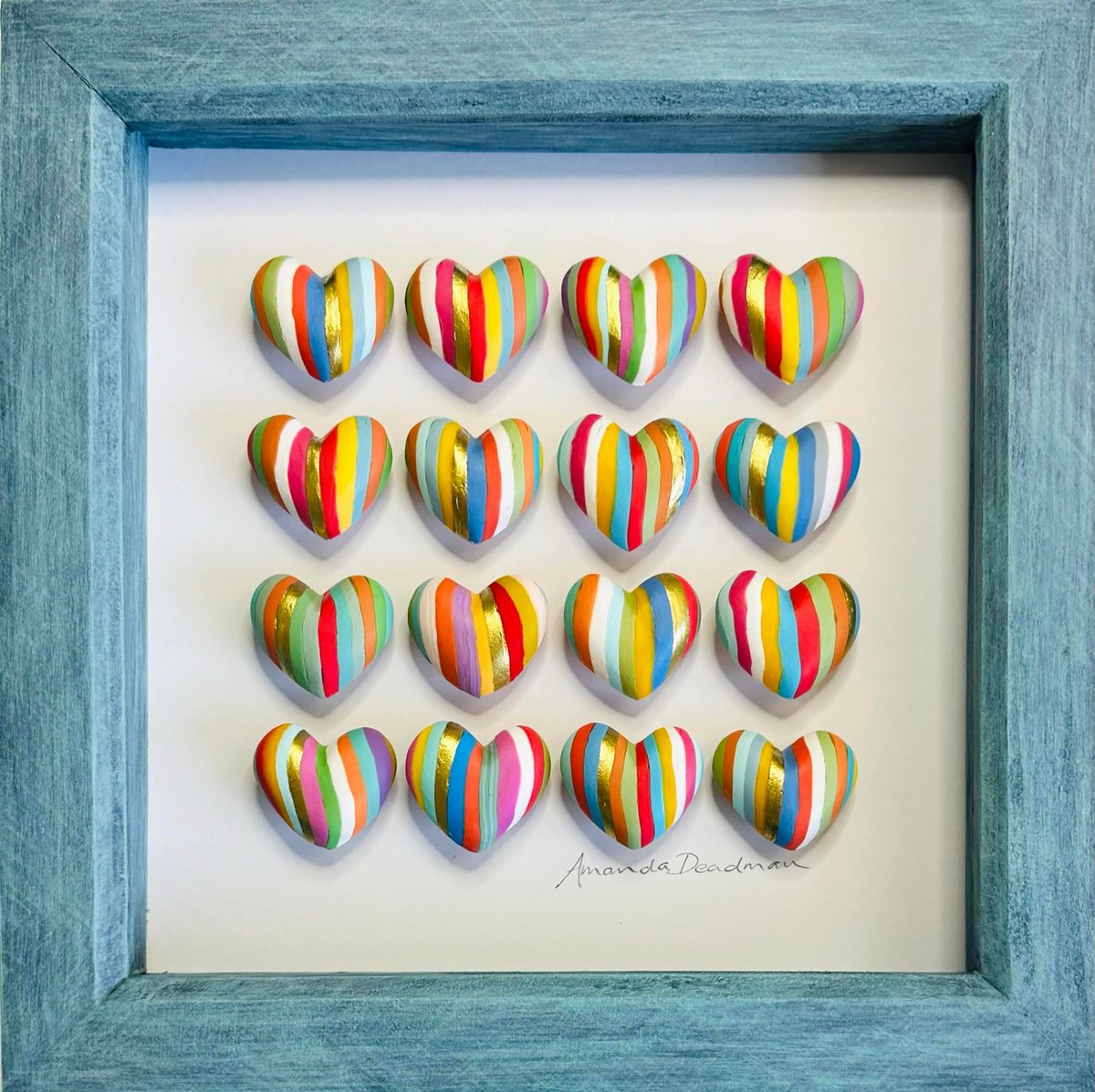 LOVE - Multi-coloured stripes with gold by Amanda Deadman