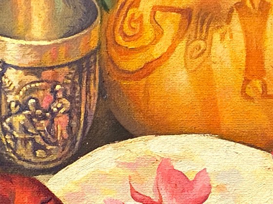 Indian Vase with Flowers