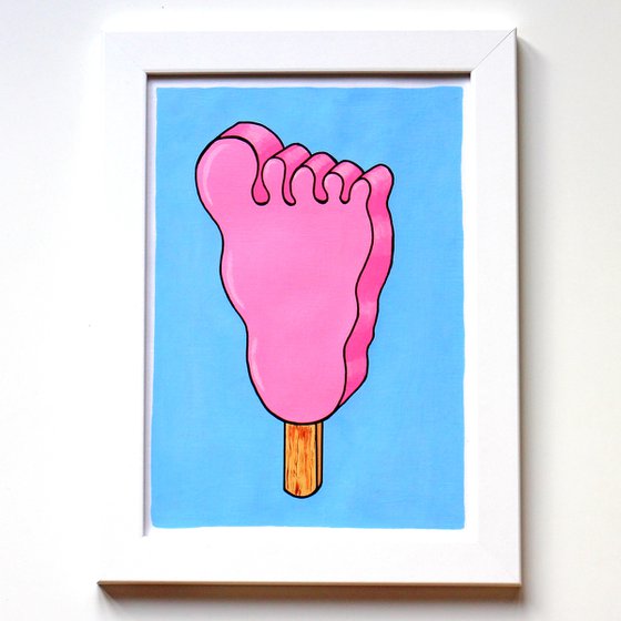 Funny Feet Ice Lolly - Pop Art Painting On A4 Paper (Unframed)