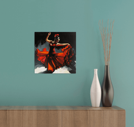 Flamenco in red motion