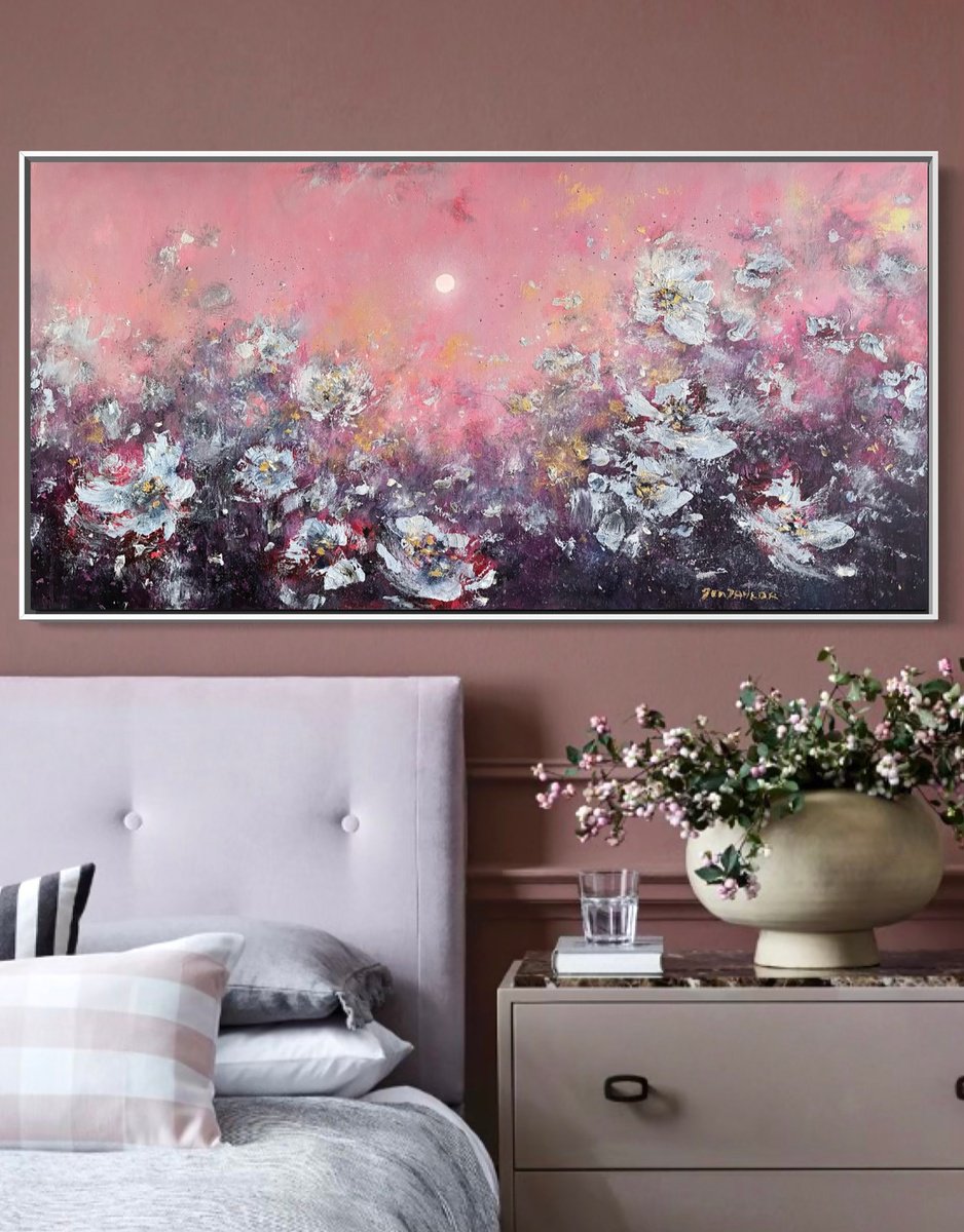 Expressive Painting , Ethereal Dawn By Jennifer Taylor, 40 X 20, Artwork For Sale On Artfinder