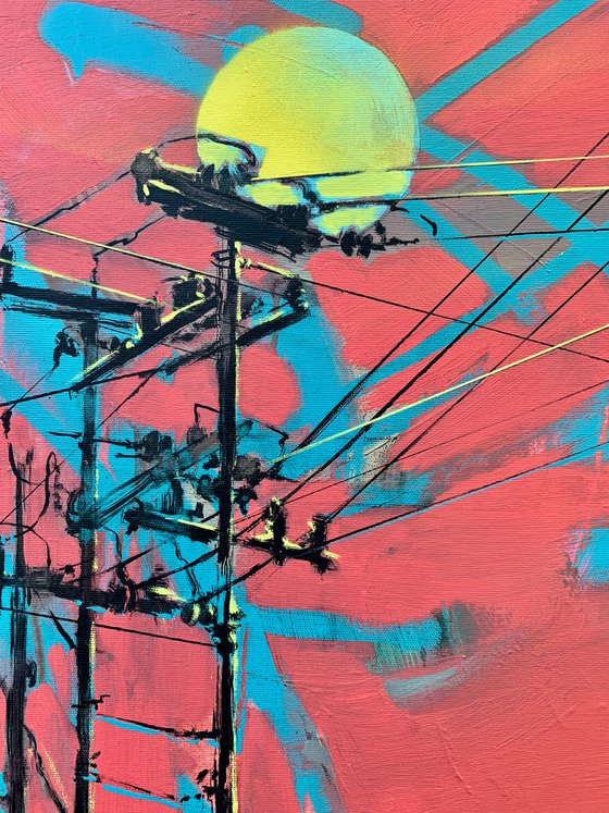 Urban painting - "Yellow sun" - Pop art - Bright - Street art - Sunset