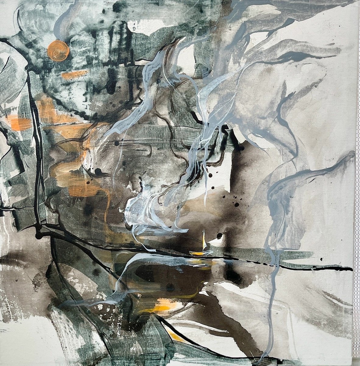 Abstract Acrylic Painting By Tina Ding, 25 X 25", Universal 1, Original Artwork