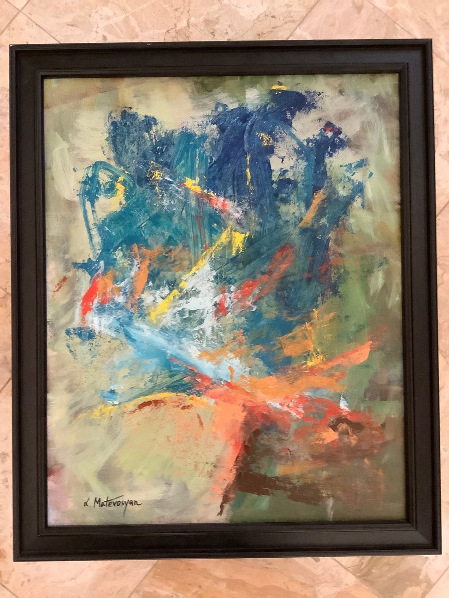 Abstract Oil Painting By Lia Matevosyan Haselton, 19 X 23", Abstract B, Original Artwork