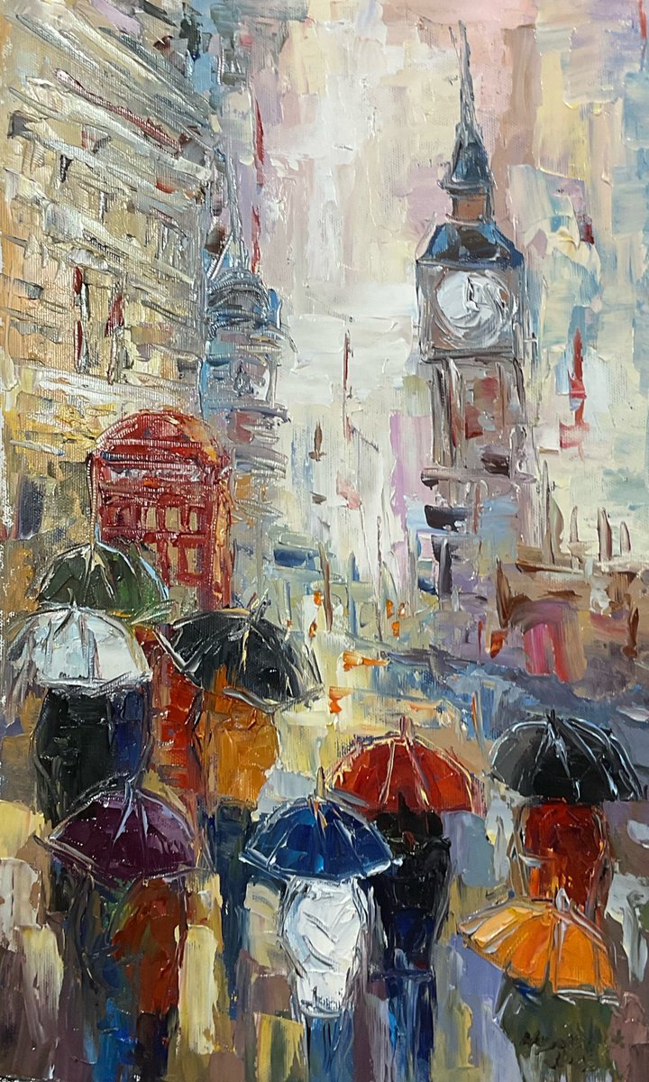 London Umbrellas. Pastel Mood By Mariia Hyhar, 12 X 20, Artwork For Sale On Artfinder