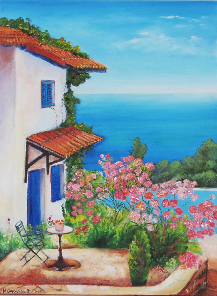 View of a Greek Back Garden by Maureen Greenwood