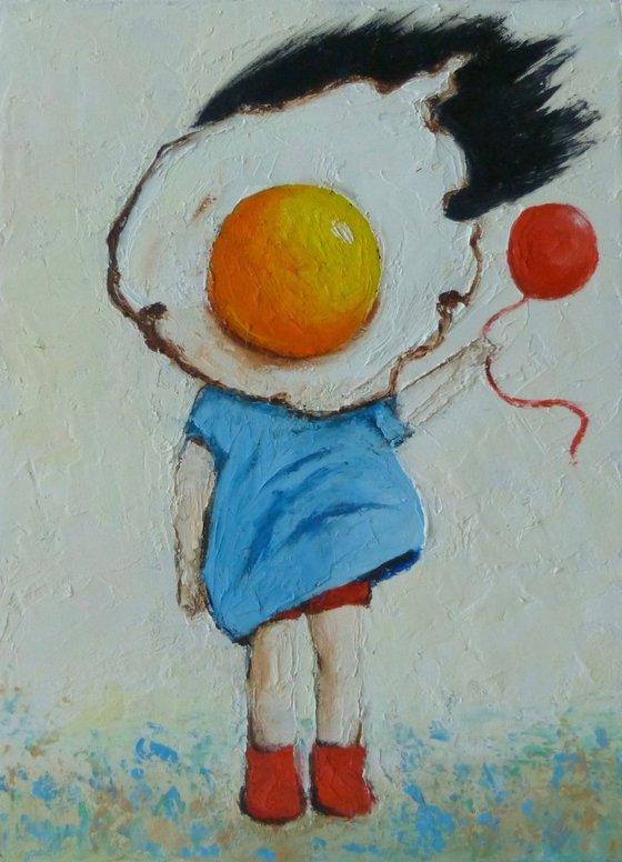 Egg girl with red balloon