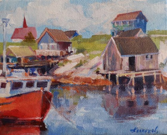 Miniature with the red boat (4×5×1,5")