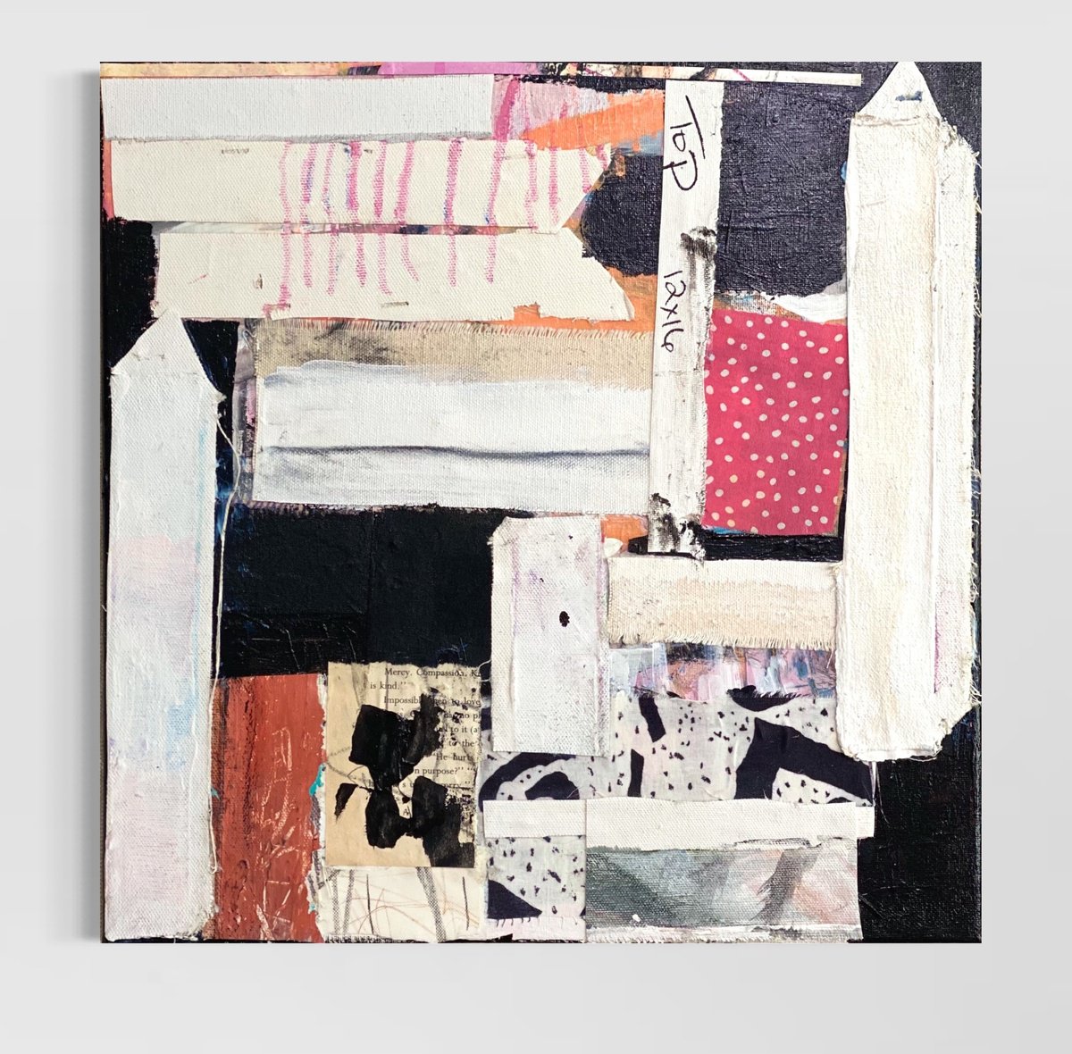 Organic Abstract Collage By Kat Crosby, 14 X 14", Tip Top, Original Artwork