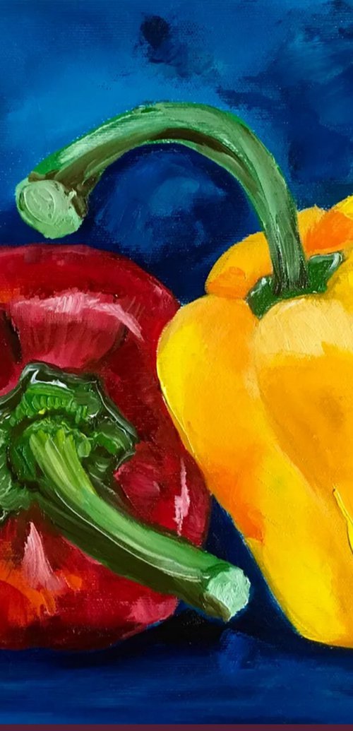 ReD and yellow Peppers by Olga Koval