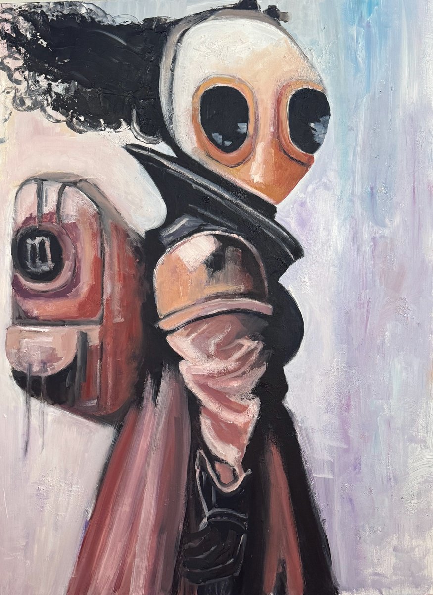 Illustrative Portrait Oil Painting By Lola Jovan, 18 X 24", Weary Of Captivity, Original Artwork