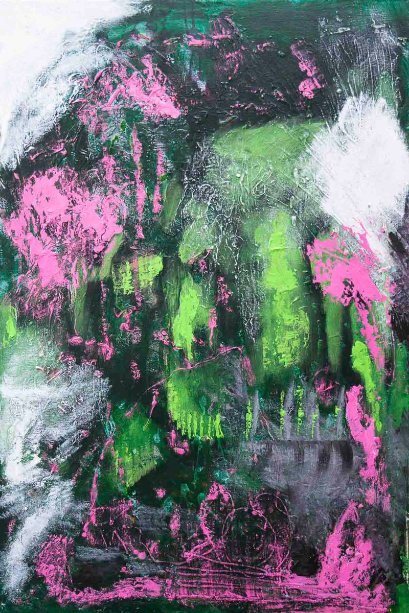 Abstract Acrylic Painting By Km Arts, 24 X 36", A Walk On The Wild Side, Original Artwork