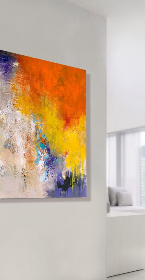 Running Free - XL LARGE,  TEXTURED ABSTRACT ART – EXPRESSIONS OF ENERGY AND LIGHT. READY TO HANG! by Julijana Ravbar