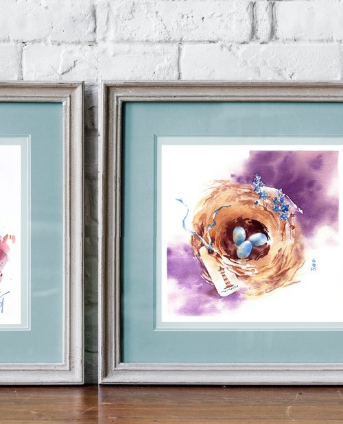 Diptych ‘Bird of Happiness’ by Ksenia Selianko