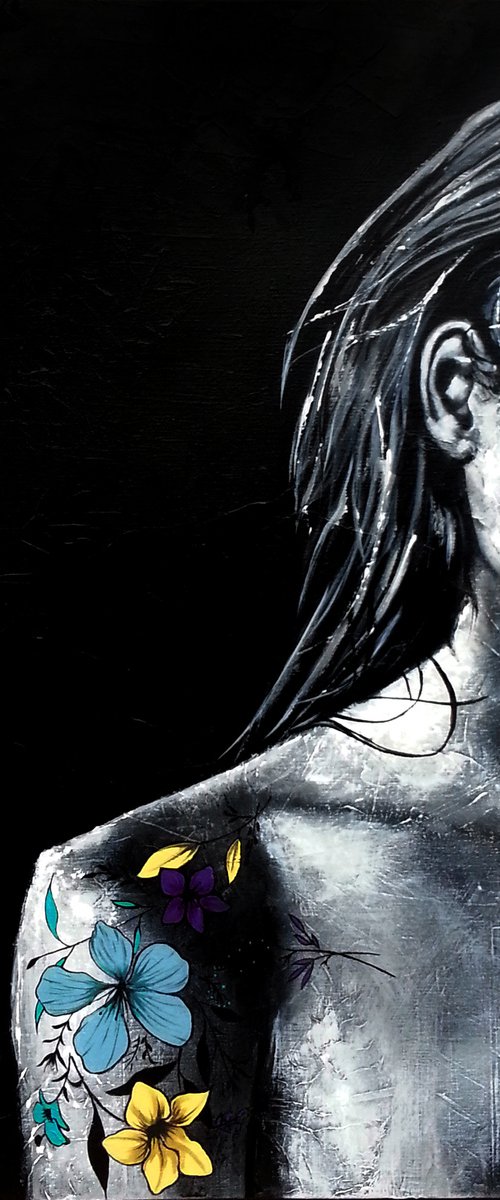 MIXED MEDIA PAINTING-90x90 cm by Burcu Akarcay