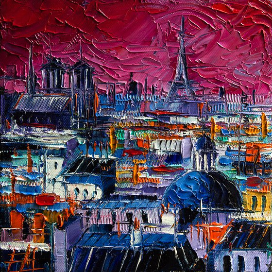 PARISIAN ROOFS Modern Impressionist Stylized Cityscape