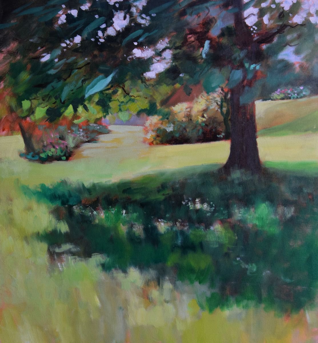 Impressionistic Landscape Oil Painting By John Welsh, 22 X 24, Scene At Droxford Mill, Original Artwork